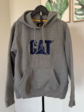 CAT Caterpillar Gray Embroidered Hoodie Medium